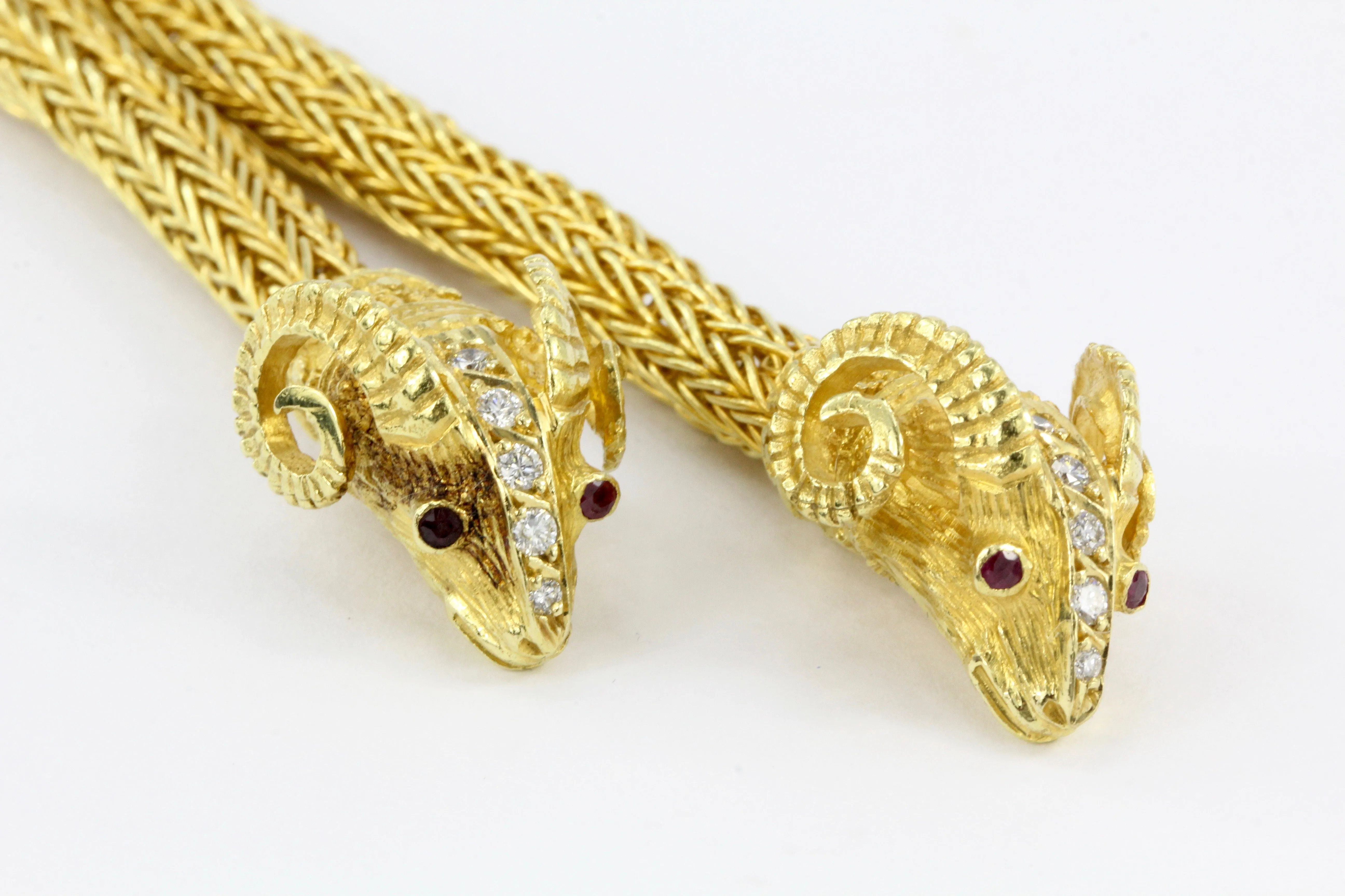 Ilias Lalaounis 18K Yellow Gold Diamond Ruby Hercules Knot Necklace