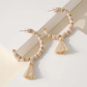 I’m Neutral Tassel Hoop Earrings