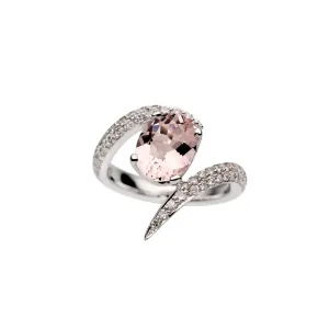 Interlocking Aurora Ring - 18ct White Gold & 2.31ct Morganite