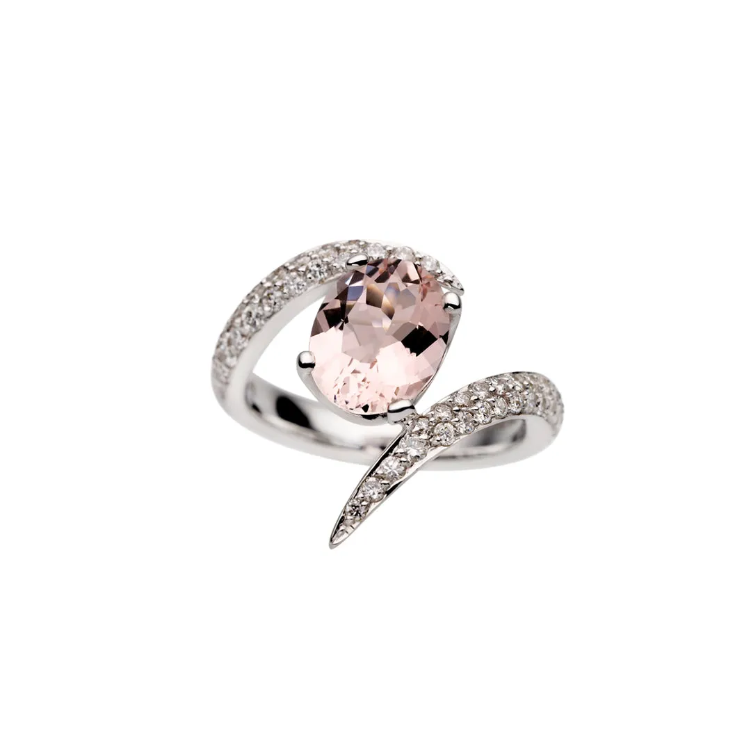 Interlocking Aurora Ring - 18ct White Gold & 2.31ct Morganite