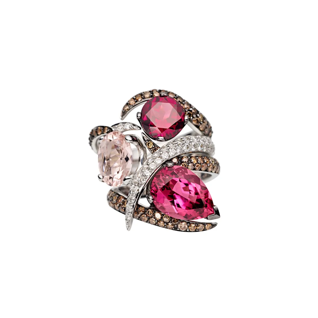 Interlocking Aurora Ring - 18ct White Gold & 2.31ct Morganite
