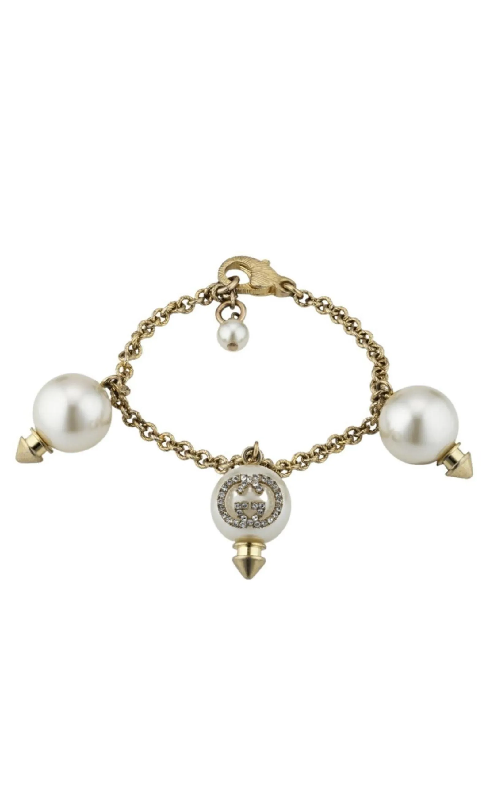 Interlocking G Bracelet with Pearls