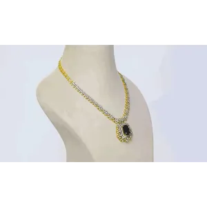 Introducing our luxurious Long Diamond Chain Necklace, featuring an exquisite Emerald Cushion Shape and Diamond Pendant - (PGDNE0118)