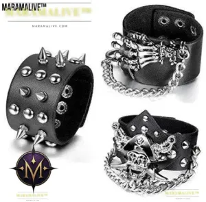 Introducing: "Spike Studded Leather Bracelet - Aroncent 3pcs"