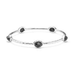 IPPOLITA Rock Candy® Sterling Silver Five Stone Bangle in Hematite and Clear Quartz Doublet