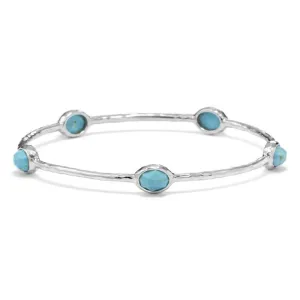 IPPOLITA Rock Candy® Sterling Silver Five Stone Bangle in Turquoise and Clear Quartz Doublet