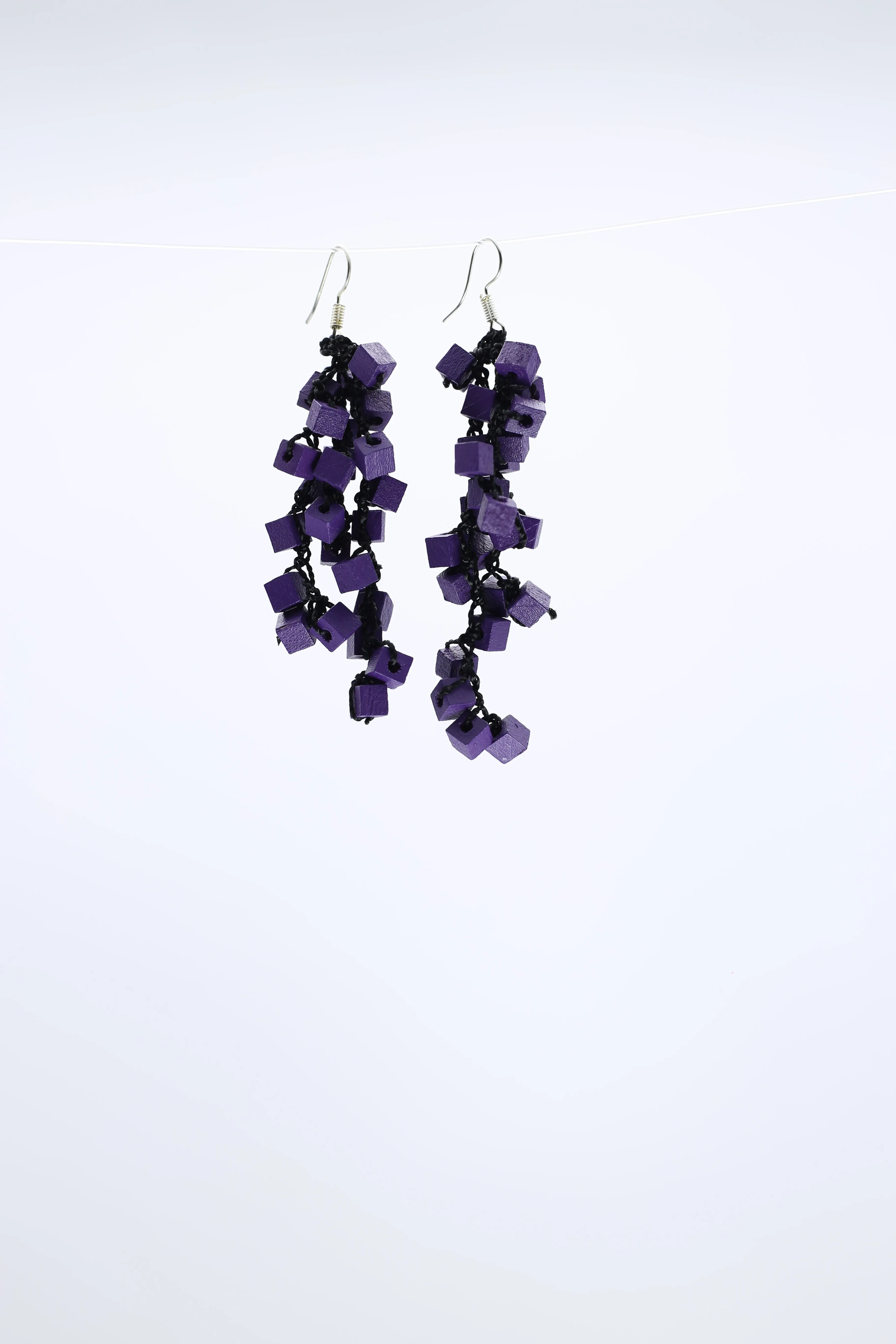 Iris Pashmina Hand-crocheted Tassel Earrings