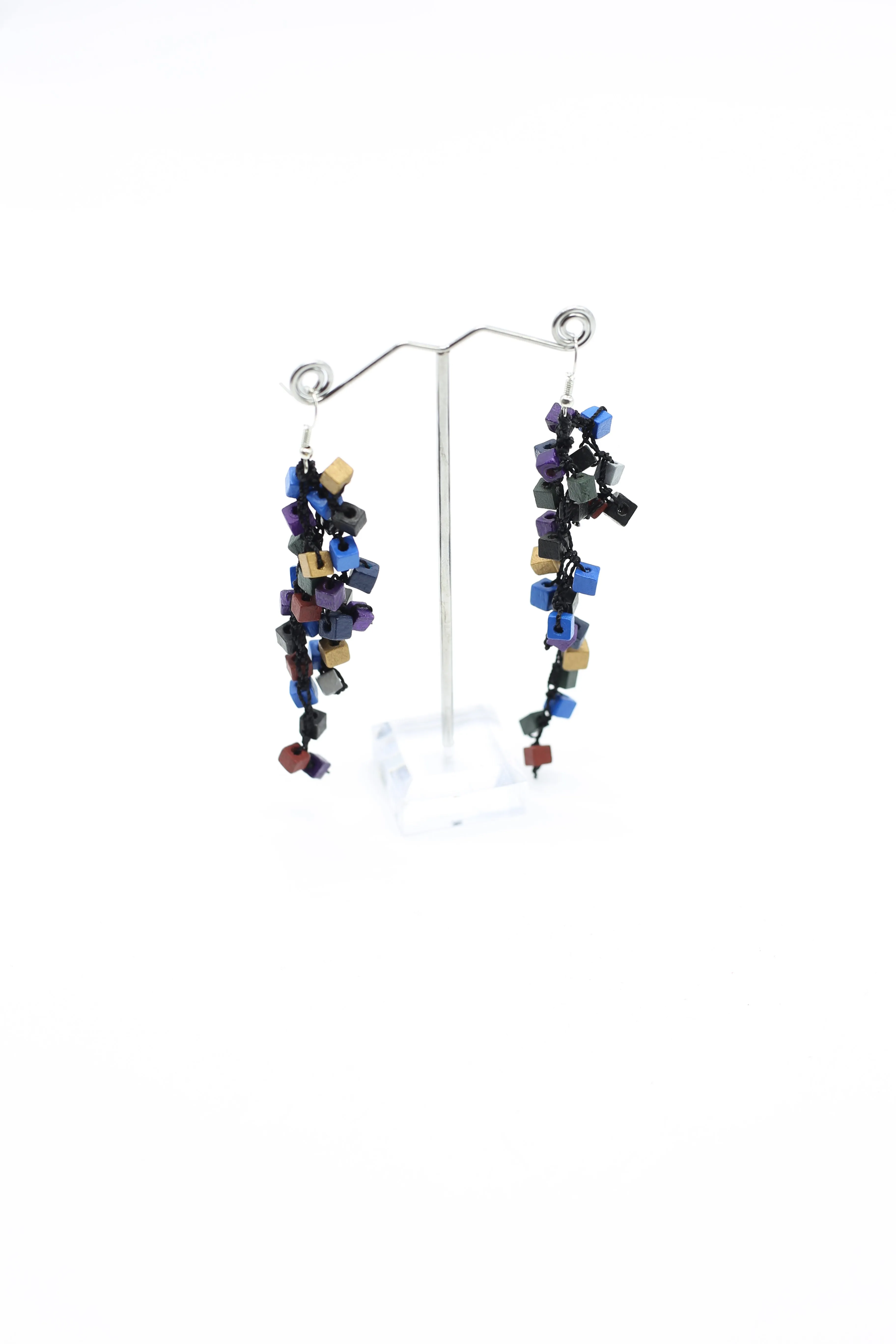 Iris Pashmina Hand-crocheted Tassel Earrings
