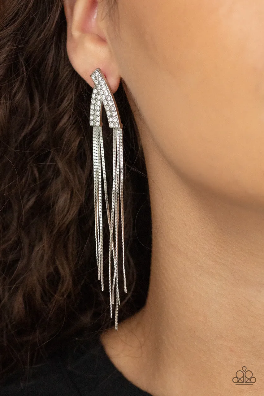 It Takes Two to TASSEL White Paparazzi Earrings