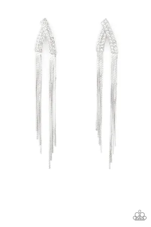 It Takes Two to TASSEL White Paparazzi Earrings