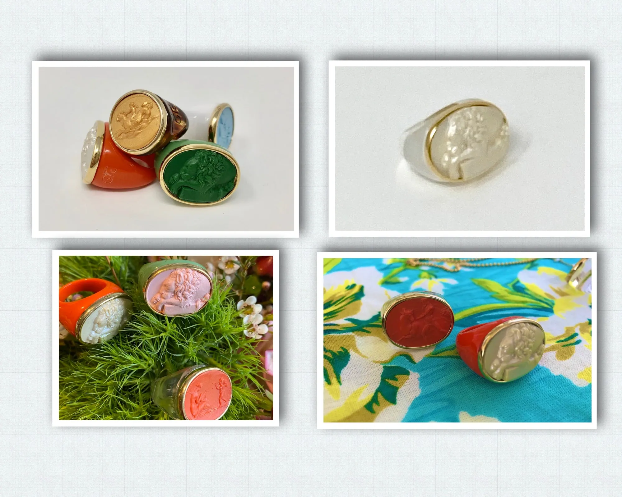 Italian Intaglio Resin Rings