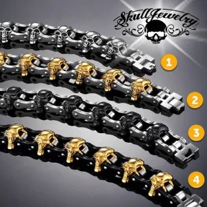 It's Only Rock 'n Roll - Big, Bold & Thick Stainless Steel Skulls Bracelet (4 colors to choose from)