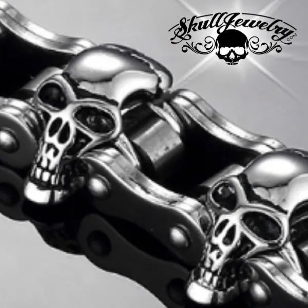 It's Only Rock 'n Roll - Big, Bold & Thick Stainless Steel Skulls Bracelet (4 colors to choose from)