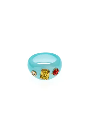 Jeweled Blue Resin Ring