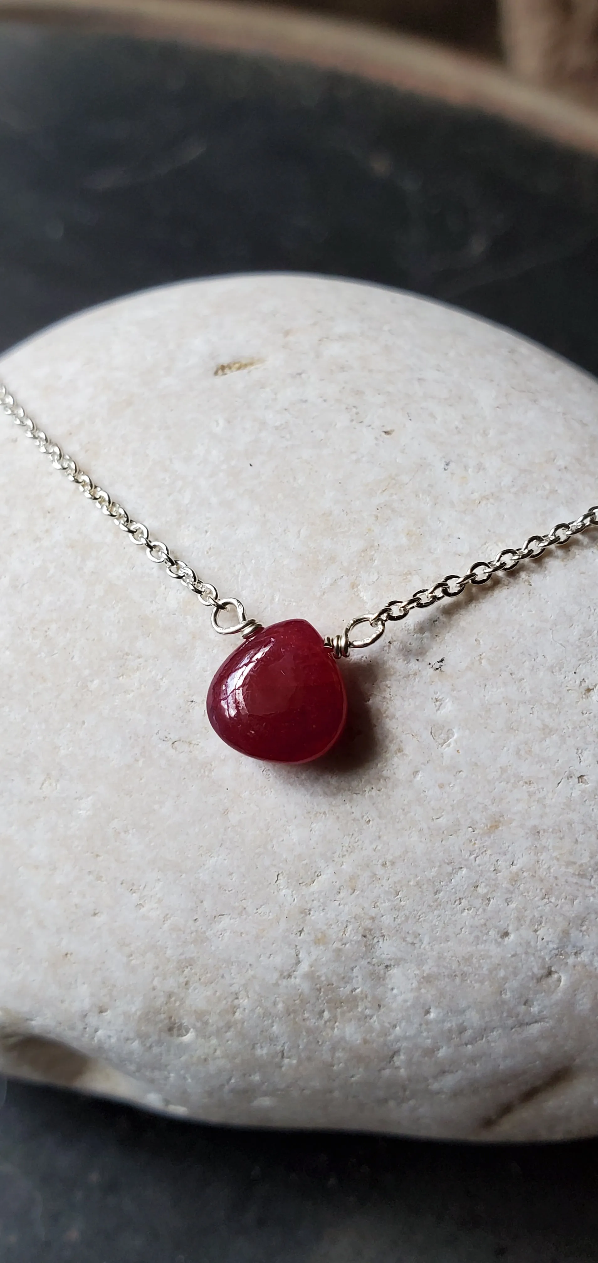 July Birthstone Sterling Silver Necklace (Ruby)
