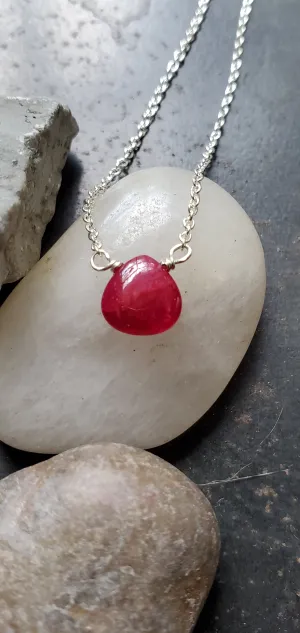 July Birthstone Sterling Silver Necklace (Ruby)