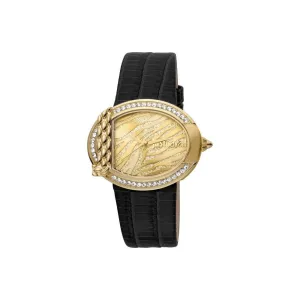 Just CavalliÂ Ladies Watch Animal Print Dial With Black Leather Strap