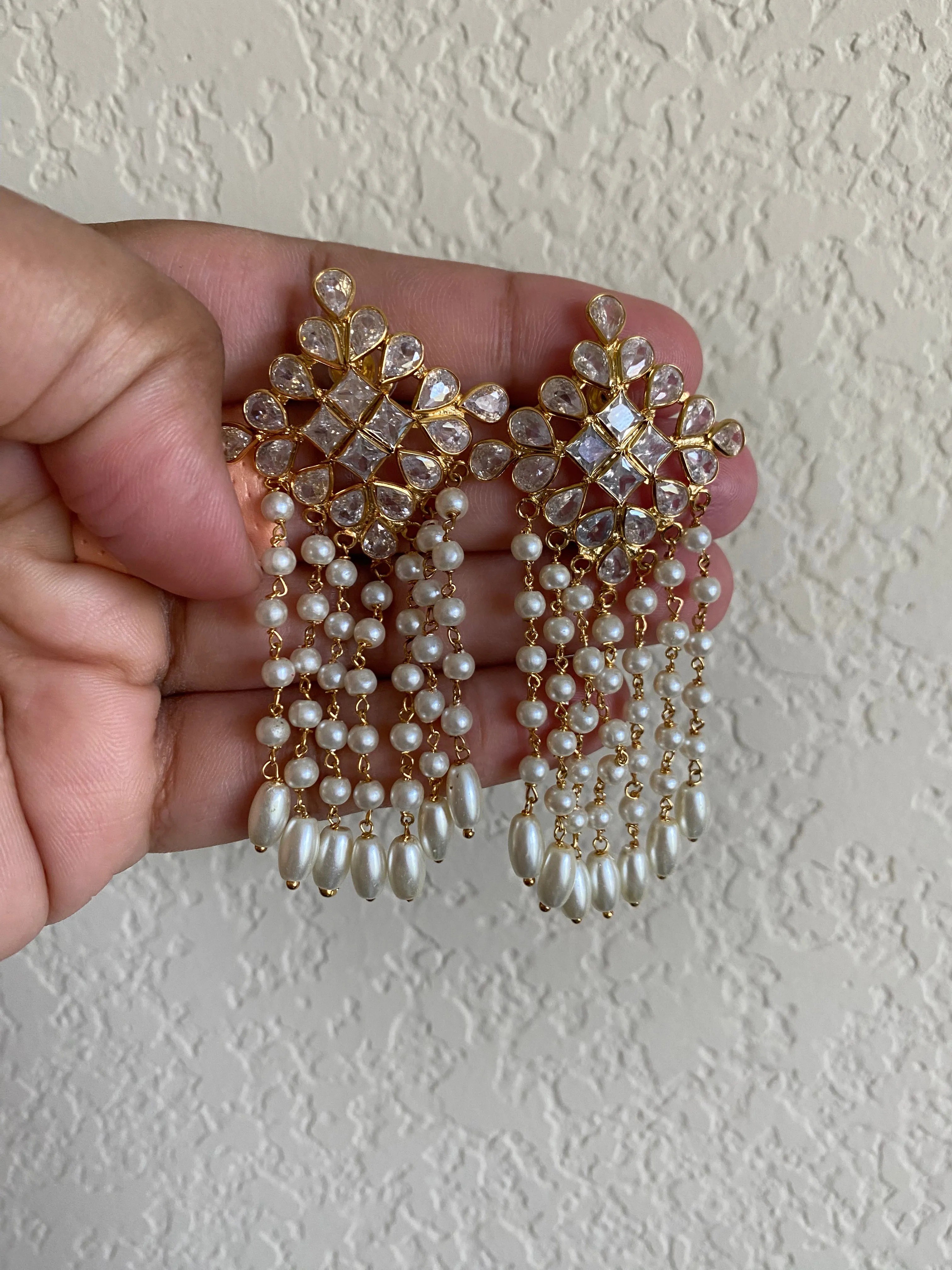 Jyothi P Polki Tassel Earrings