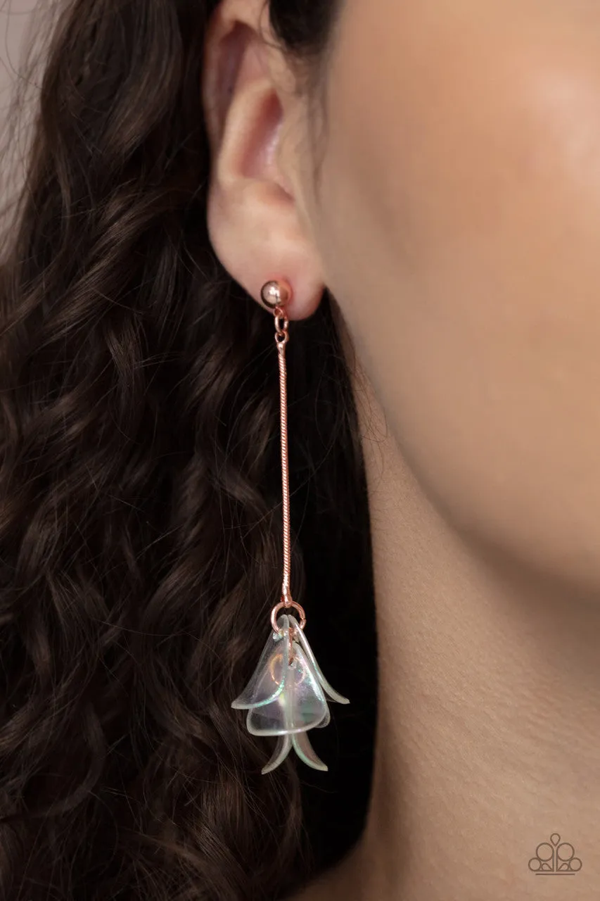 Keep Them in Suspense Copper Paparazzi Earrings