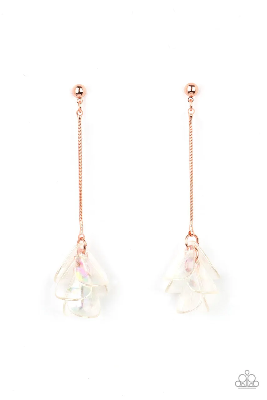 Keep Them in Suspense Copper Paparazzi Earrings