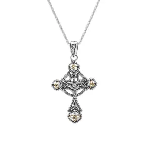 Keith Jack Celtic Cross Sterling Silver and 10K Yellow Gold CZ Pendant