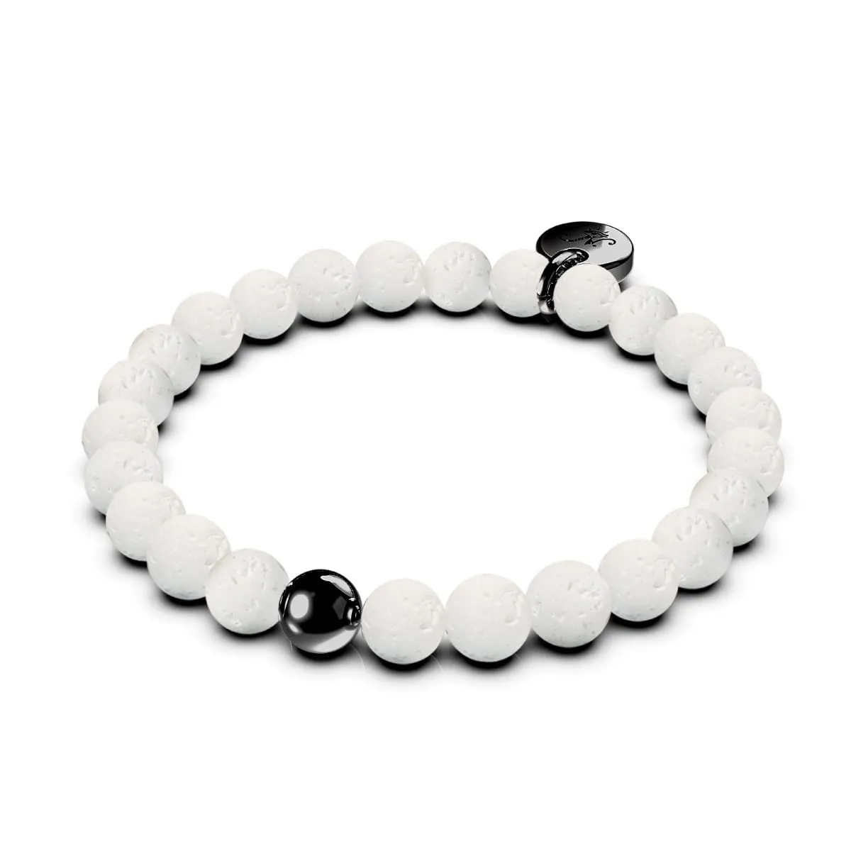 Krakatoa | Gunmetal | White Lava Rock Diffuser Bracelet