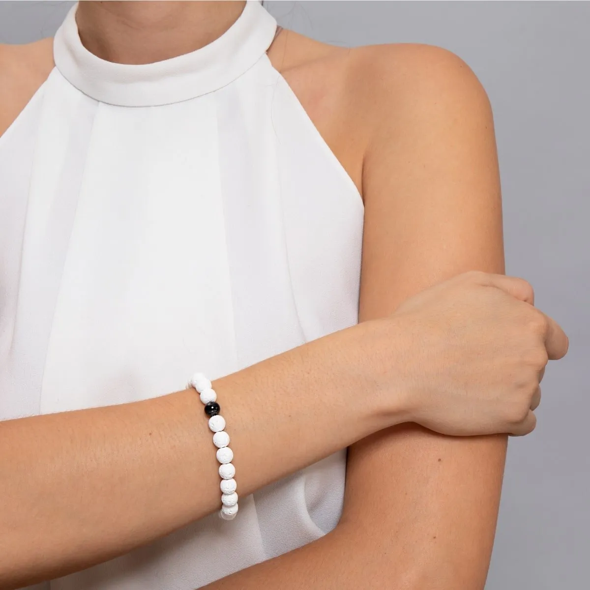 Krakatoa | Gunmetal | White Lava Rock Diffuser Bracelet