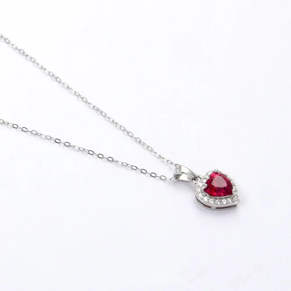 Lab Grown Ruby Heart Necklace