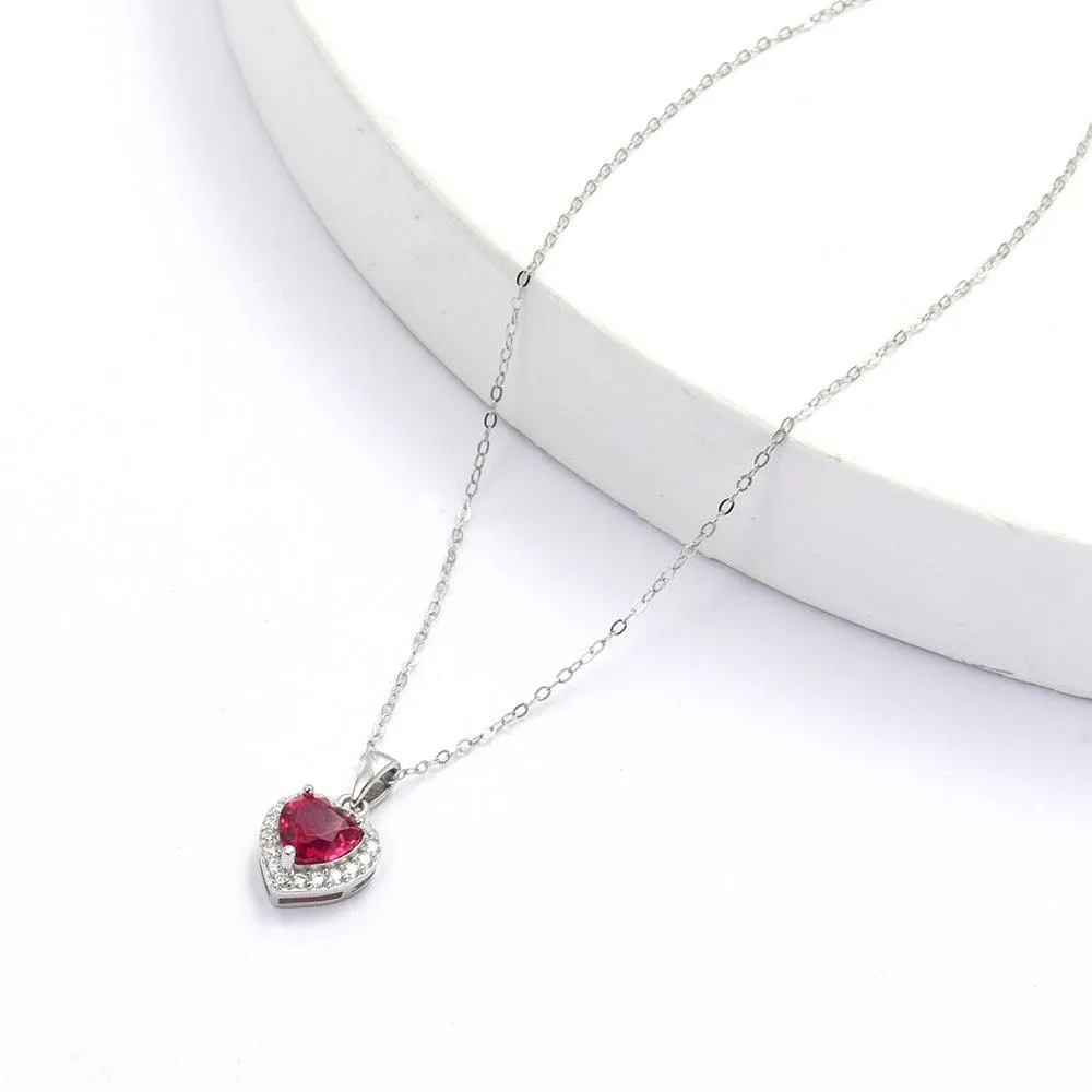 Lab Grown Ruby Heart Necklace