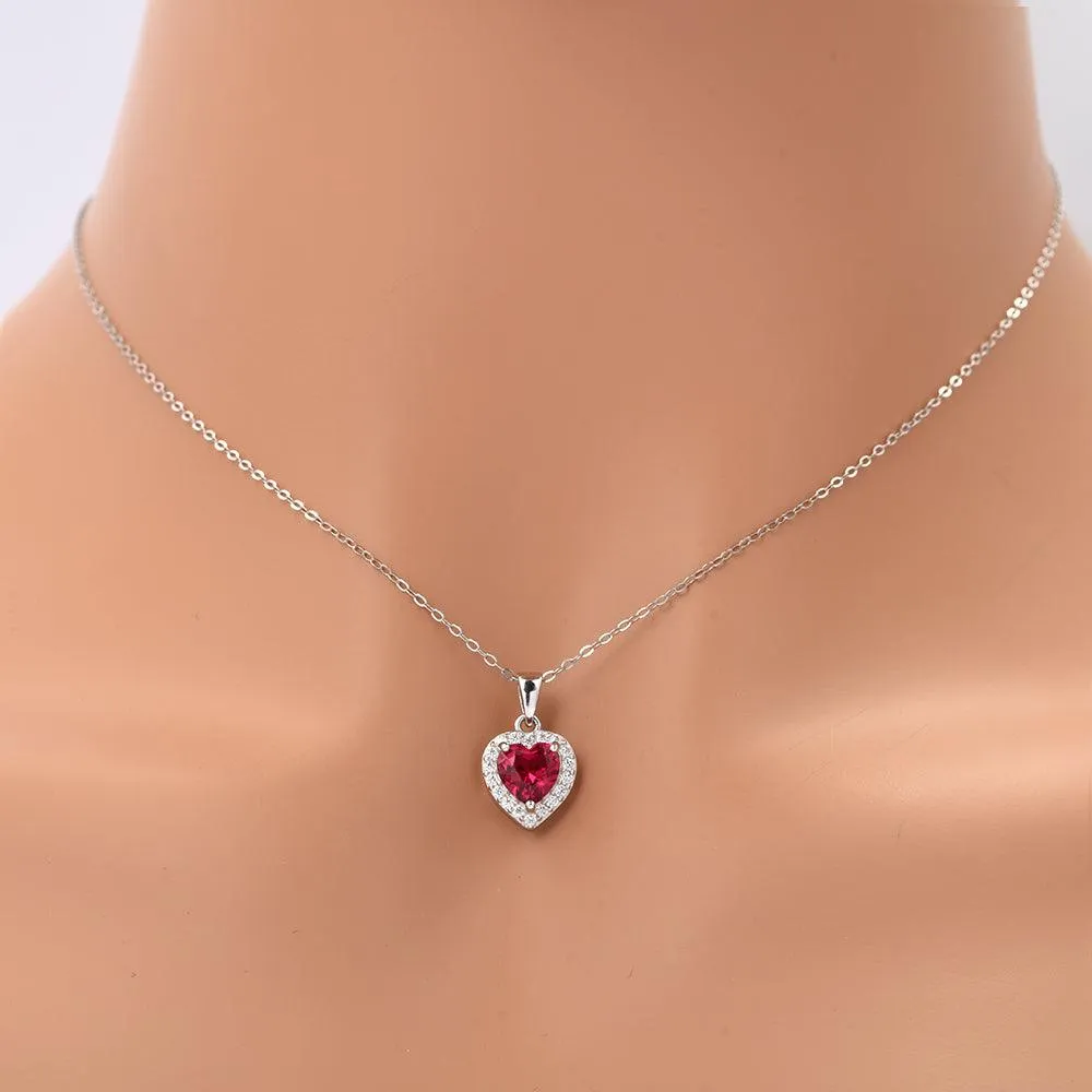 Lab Grown Ruby Heart Necklace