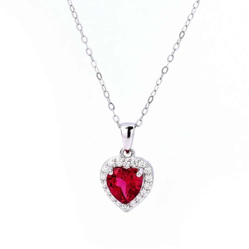 Lab Grown Ruby Heart Necklace