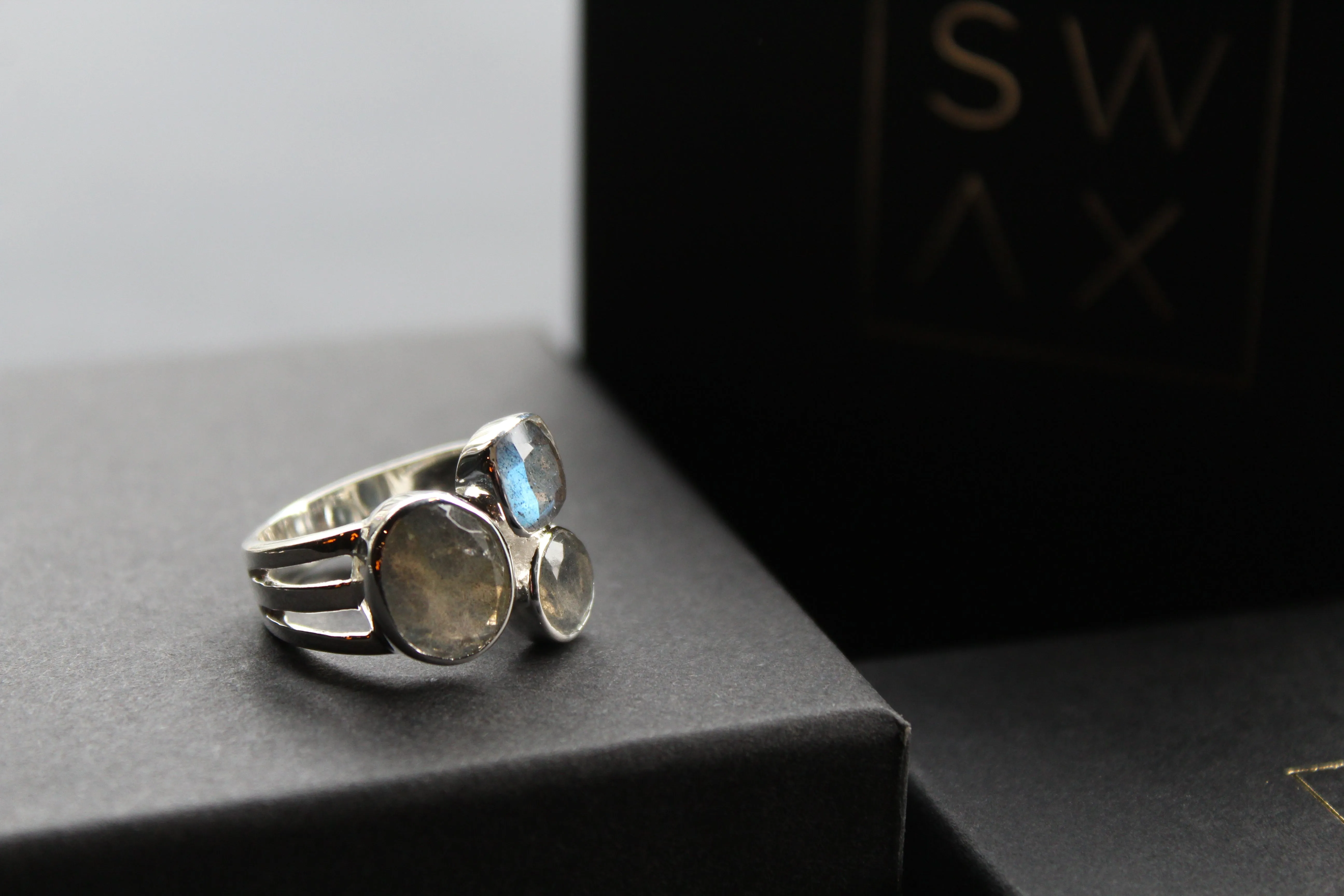 Labradorite Facetted Multi Stone Ring