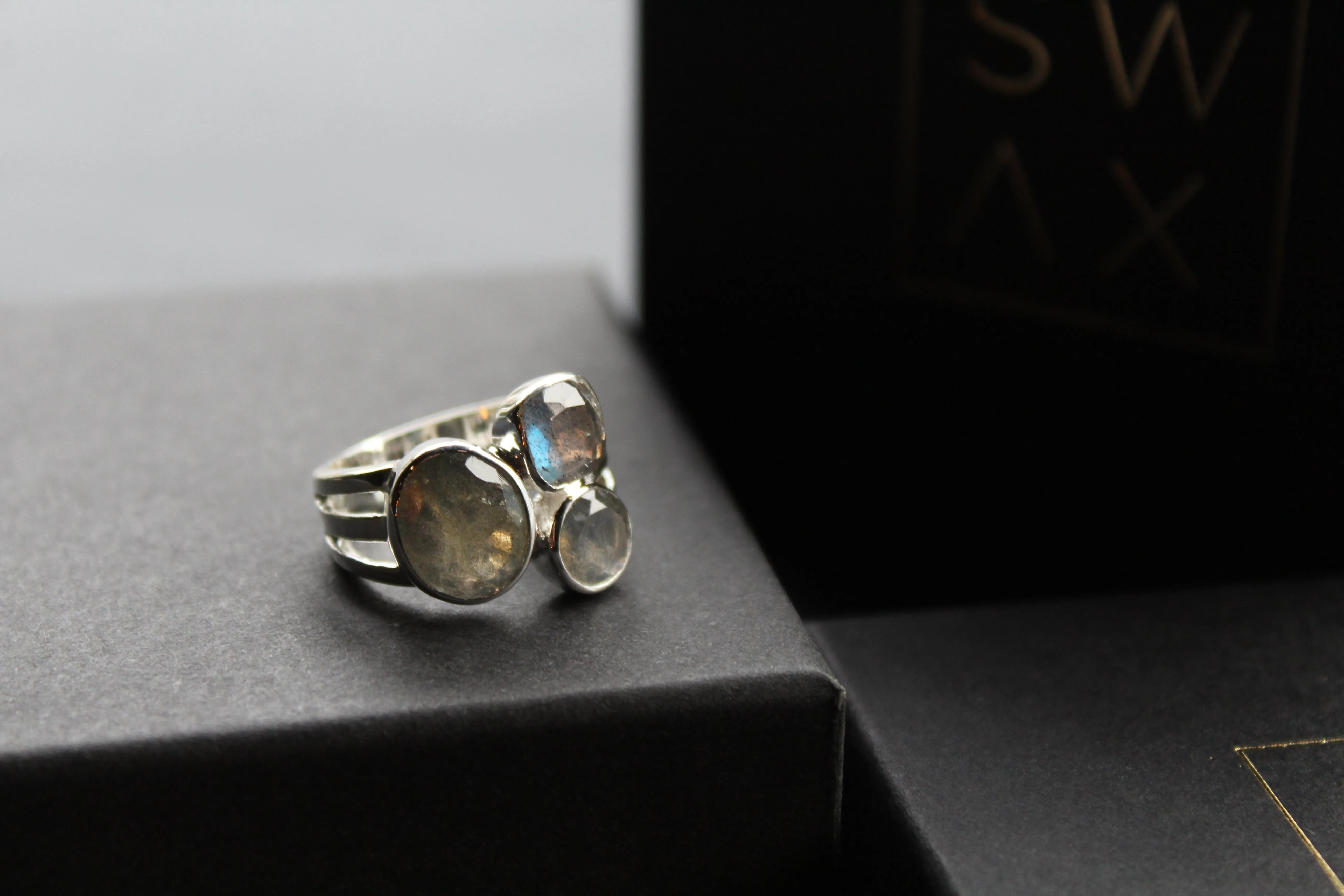 Labradorite Facetted Multi Stone Ring