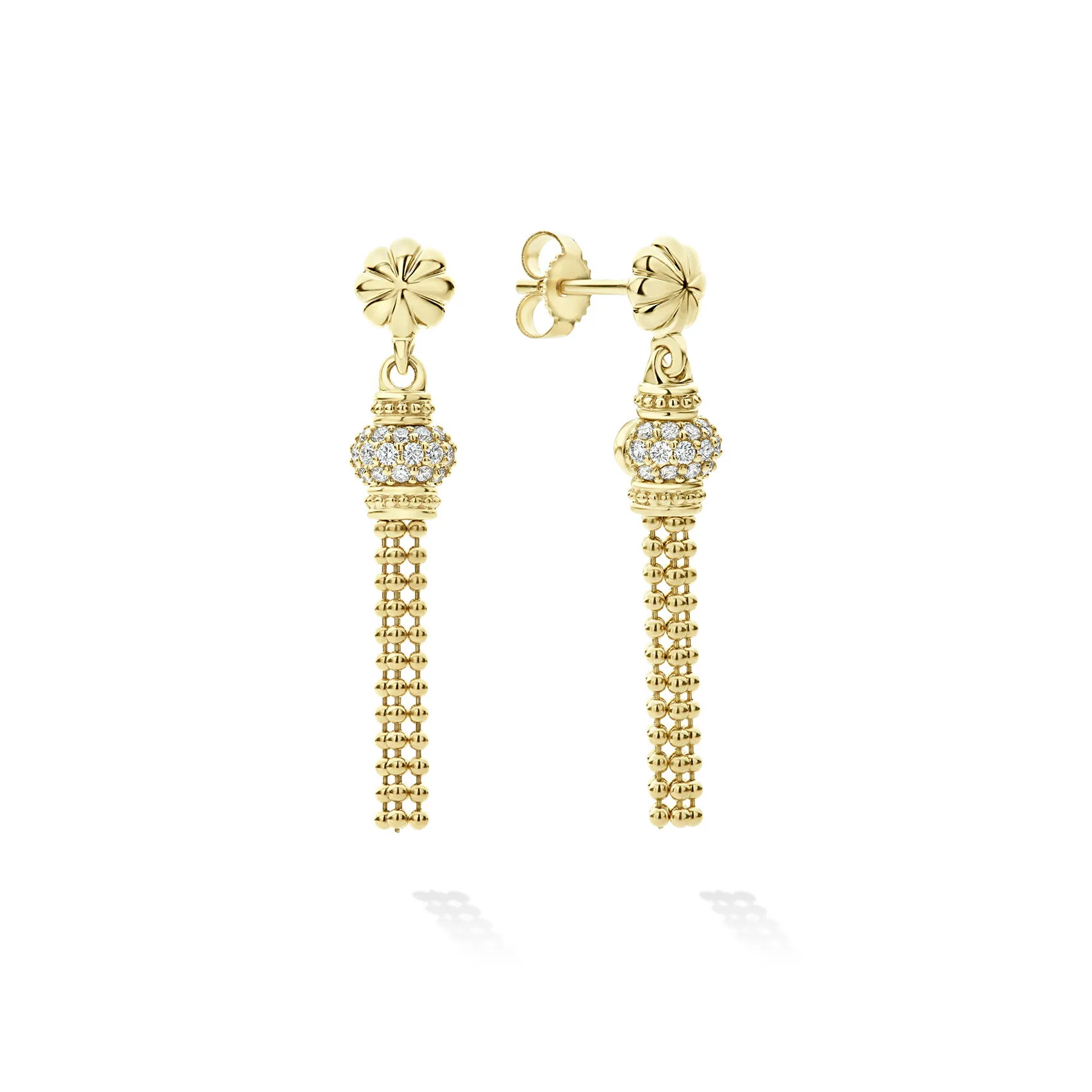 LAGOS Caviar Gold Tassel Diamond Earrings