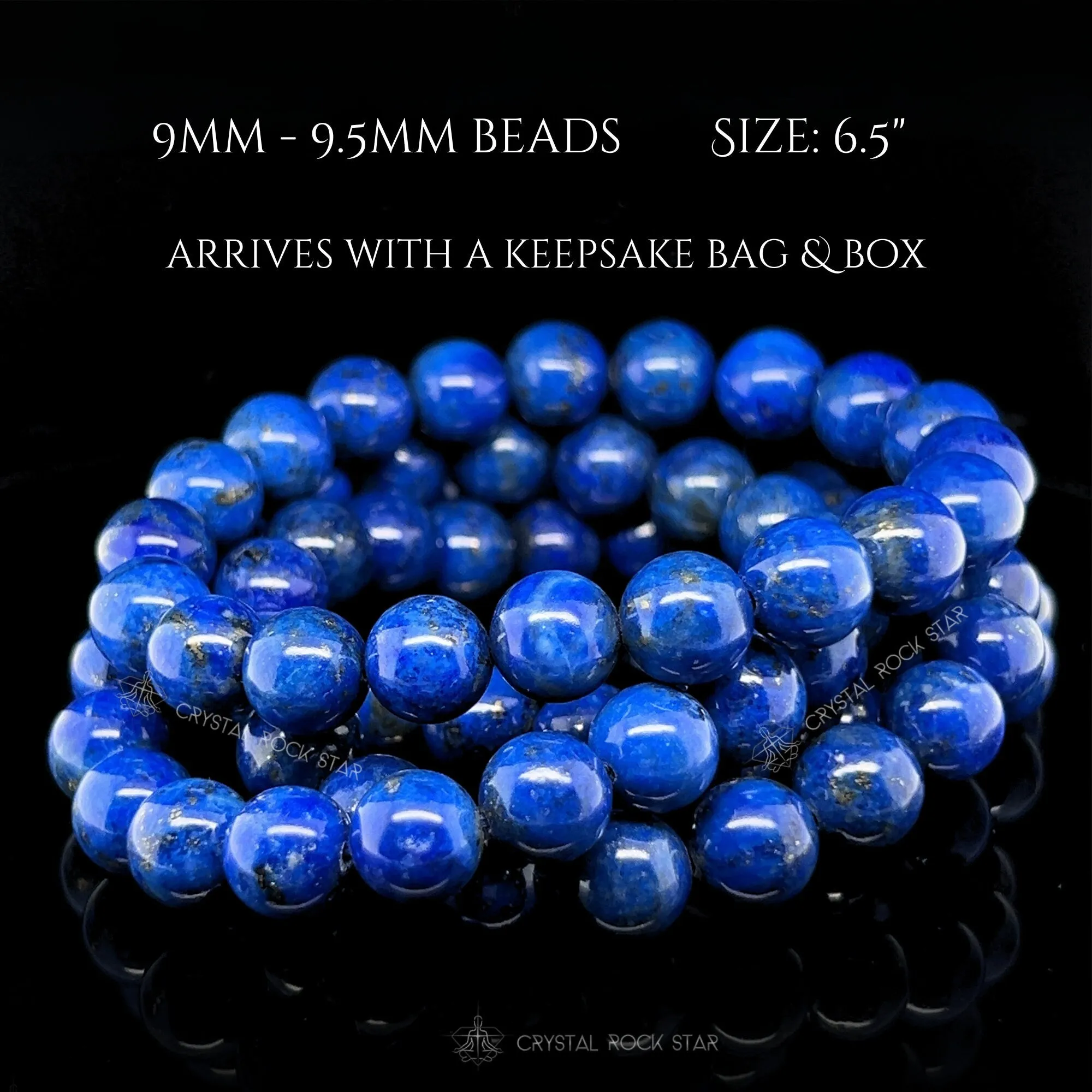 Lapis Lazuli Stretch Bracelet 9 - 9.5mm Beads 6.5"