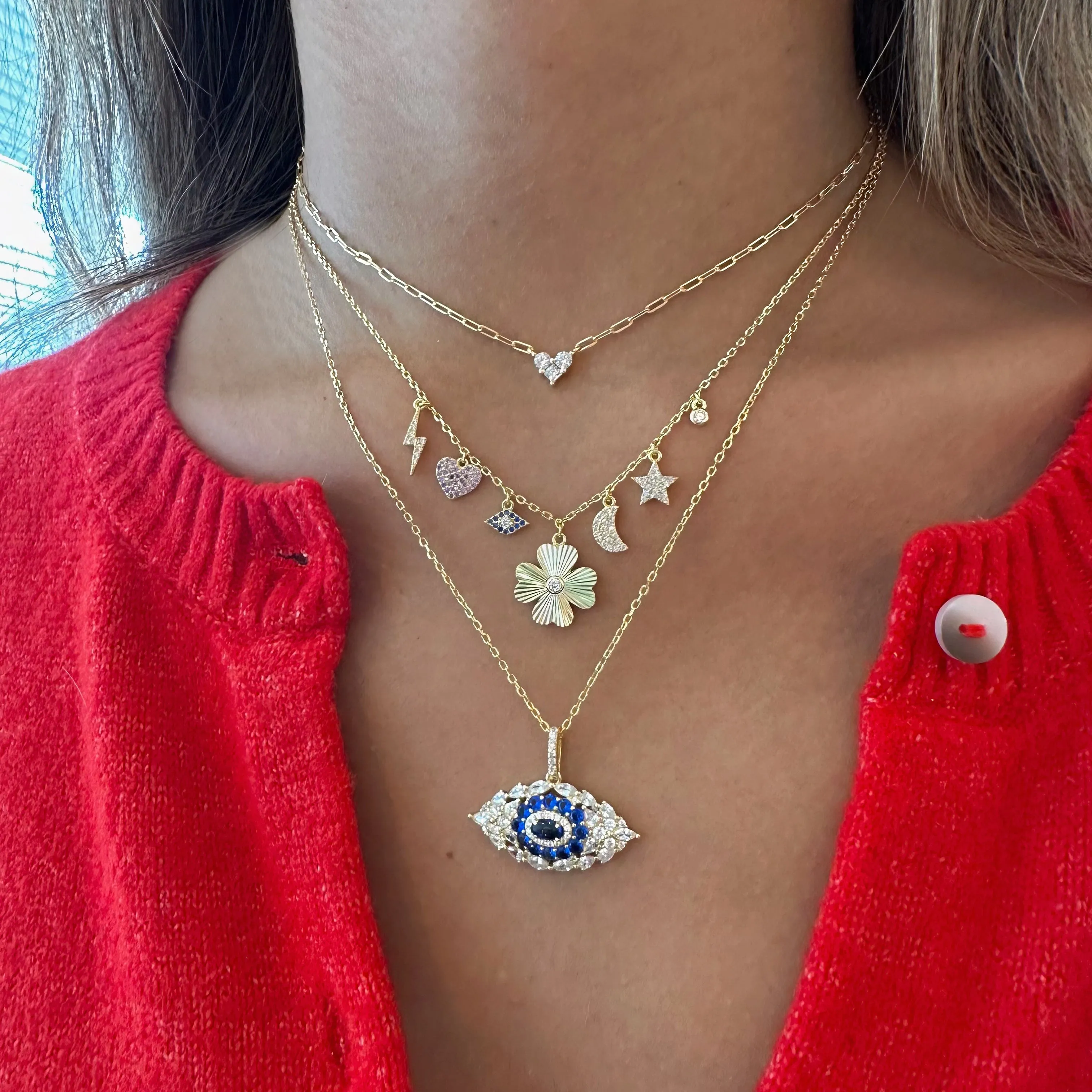 Large Eye Baguette Color Necklace