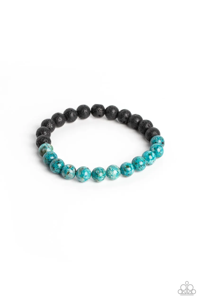 LAVA Language - Blue - Stone Lava Bead Paparazzi Stretchy Bracelet