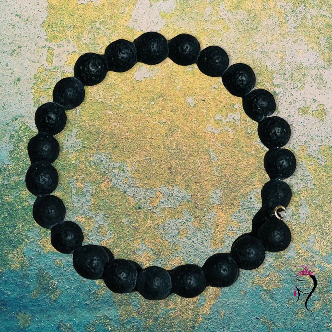 Lava Rock (8 mm stone) Memory Bracelet, Size 8.5"  #19121