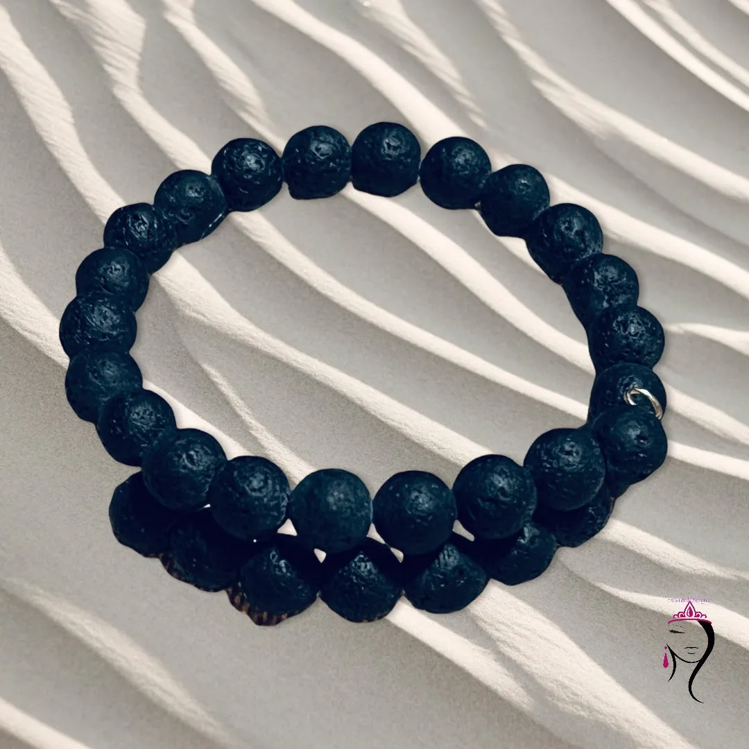 Lava Rock (8 mm stone) Memory Bracelet, Size 8.5"  #19121