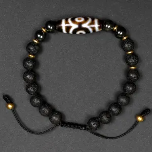 Lava Stone & Dzi Beads Grounding Bracelet