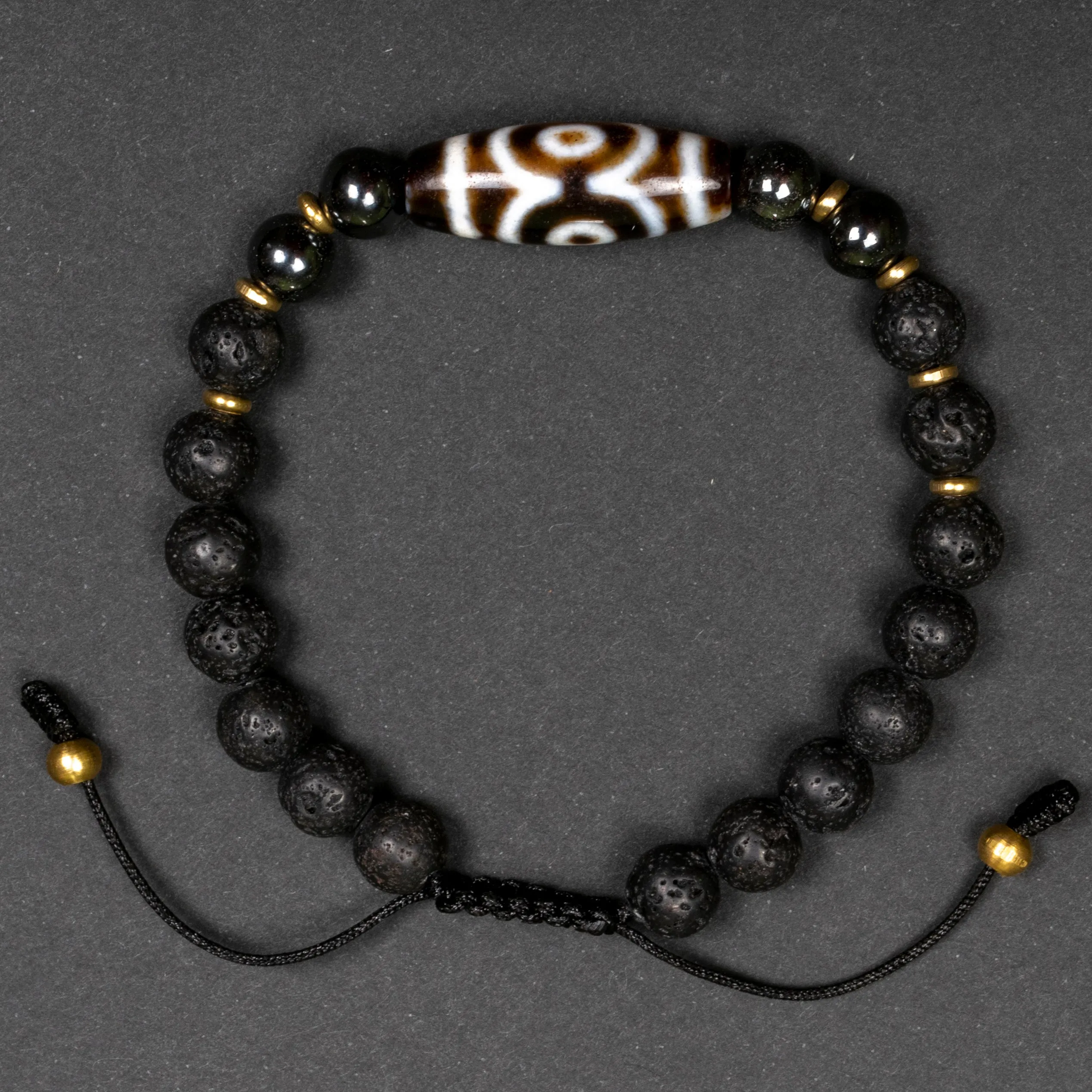 Lava Stone & Dzi Beads Grounding Bracelet