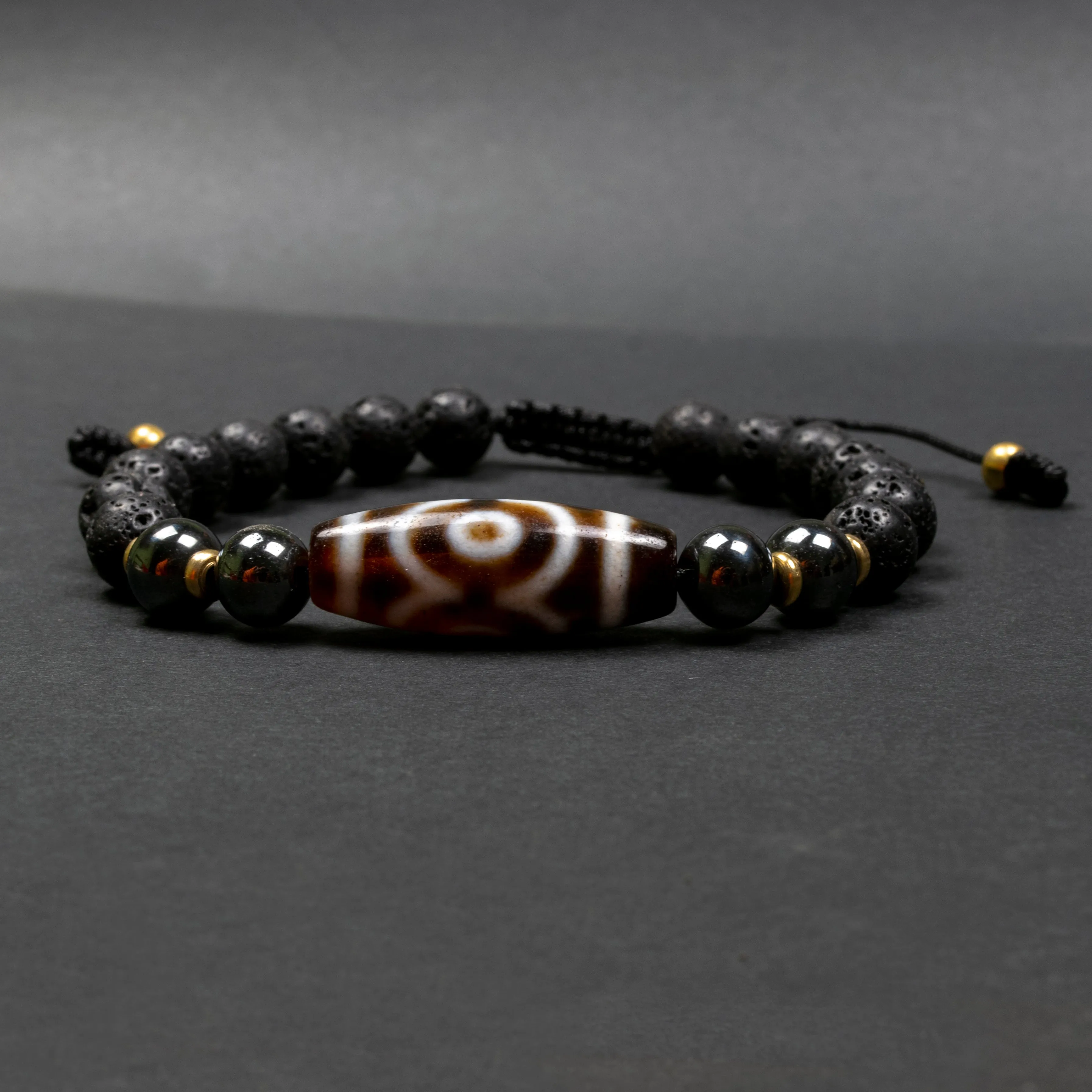 Lava Stone & Dzi Beads Grounding Bracelet