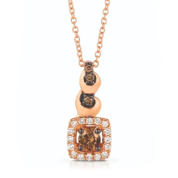 Le Vian Cushion Halo Round Cut Chocolate & Vanilla Diamond Pendant