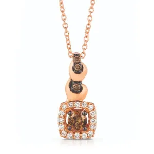 Le Vian Cushion Halo Round Cut Chocolate & Vanilla Diamond Pendant