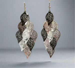 Leaf Tassel Earrings-Rose Gold