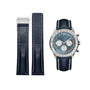 Leather Strap - For Breitling Watches - Flat Dark Blue