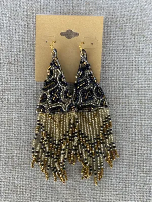 Leopard Beaded Fringe Earrings