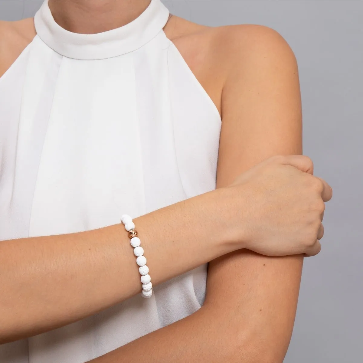 Loa | Rose Gold | White Lava Rock Diffuser Bracelet