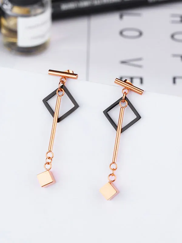 Long Tassel Earrings Acrylic Geometric Square Earrings