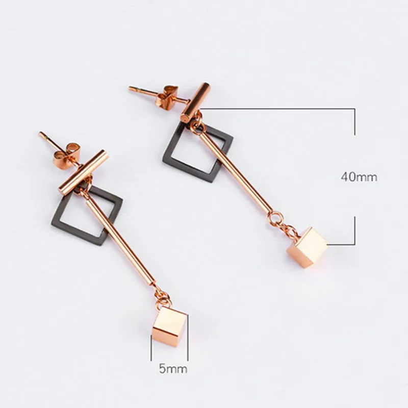 Long Tassel Earrings Acrylic Geometric Square Earrings